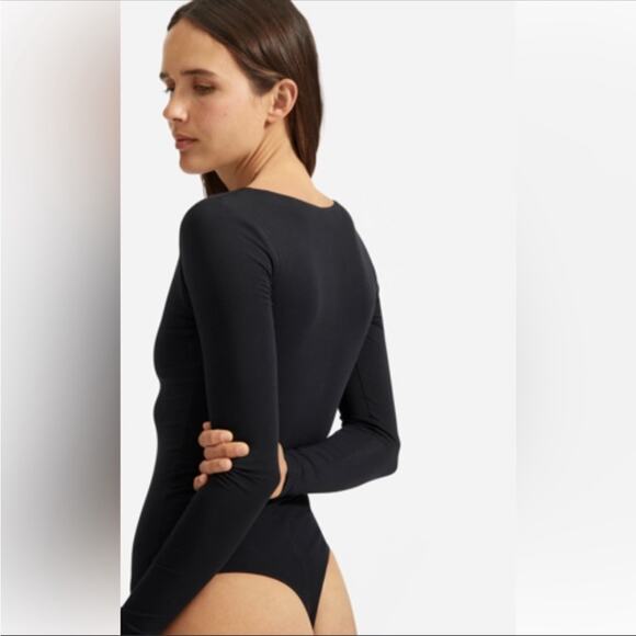 EVERLANE Black The Long Sleeve V Neck Thong Bodysuit Size Small‎ - Picture 12 of 13